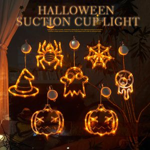 Andere evenementenfeestjes Salloween Suction Cup hanger LED String Lights Pumpkin Bat Spider Ghost Ornament Diy Glazen deur Decor 230816