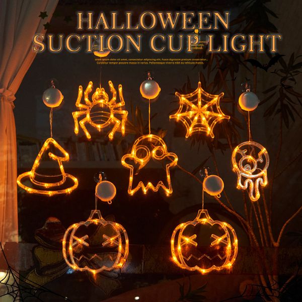 Otros suministros para la fiesta de eventos Halloween Suction Cup Costilla LED LED LEACH POTROMA BAT BAT SPIDRO GHOST ORNAMIS DIY Ventana de vidrio Decoración de puertas de vidrio 230816