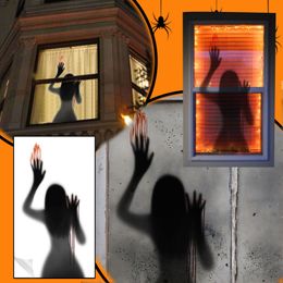 Autres fournitures de fête d'événements Autocollants muraux d'Halloween Décorations fantômes Auto-adhésif Horreur Empreintes digitales de sang Autocollants de porte fantôme Autocollant de verre de fenêtre 230831