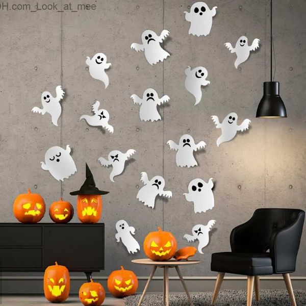 Autres fournitures de fête d'événement Halloween Stickers muraux 3D Noir PVC Ghost Bat Halloween Décoration de fête Effrayant Decos Props DIY Décor Bar Chambre Jouets pour enfants Q231010