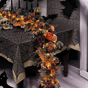 Autres fournitures de fête d'événement Halloween Couronne de mariage Guirlande artificielle fabriquée à la main avec des fleurs Décoration vintage Jour de la porte de cheminée du centre mort 230901