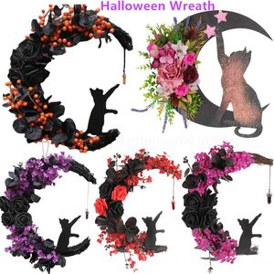 Autres fournitures de fête d'événement Halloween Panneau de bienvenue Décor de vacances Couronne de porte d'entrée Goth Roses Ornement Décorations intérieures et extérieures 230901