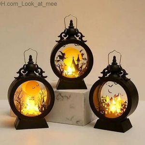 Autres fournitures de fête d'événement Halloween Witch Pumpkin Lantern Portable LED Vintage Castle Lantern pour table centrales de table Fenêtres Decoration Q231010
