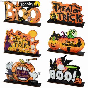 Autres fournitures de fête d'événement Halloween Ornements en bois Citrouille Fantôme Trick ou Treat Pendentifs Décoration de fête d'Halloween pour la porte de la maison Panneaux suspendus Jouet pour enfants Q231010