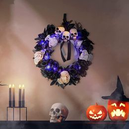 Andere evenementenfeestje Salloween krans hangende hangende hangende schedel spin web zwarte wijnstok slingers gelukkige Halloween dag voordeur decoratie muur hangers 230817