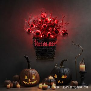 Andere evenementenfeestje benodigdheden Halloween krans oogbol kransen met rode led lichte tak mand voor deuren raambloem slingerdecoratie p230817