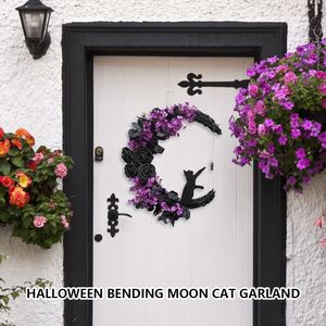 Otros suministros para fiestas de eventos Guirnalda de puerta de luna hecha a mano Guirnalda de gato de luna artificial multiusos Decoración colgante de puerta de Halloween para decoración de pared de ventana de puerta delantera 230824