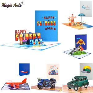 Andere evenementenfeestje Benodigdheden Happy Fathers Day Card 3D Pop -Up verjaardag s voor Dad Handgemaakte cadeau -wensing met envelop 230111