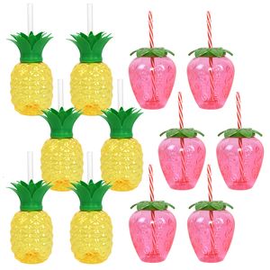 Otros suministros para fiestas de eventos Fiesta de verano hawaiana Copa de fresa de piña con paja Boda tropical Flamenco Luau Decoración de fiesta de cumpleaños Taza para beber 230919