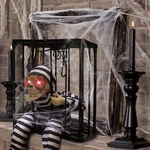 Andere evenementenfeestje levert horror Halloween Skeleton Toys flitsende lichtgeluid Doll Scary Talk Ghost Prisoner Hallowen Decoratie Haunted House Prop 230816