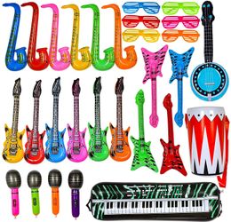 Otros suministros para fiestas de eventos Conjunto de juguetes inflables Guitarra musical Piano Saxofón Globos Props 80s Concierto Decoraciones temáticas 230907