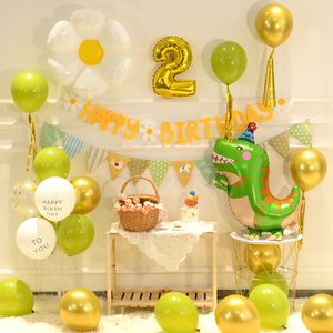 Autres fournitures de fête d'événement INS garçon dinosaure anniversaire ballon ensemble feuilles décors fille marguerite guirlande Vintage vert Golobs Kit 230821
