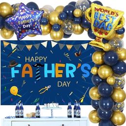 Autres fournitures de fête d'événement Joymemo Happy Fathers Day Balloon Garland Arch Kit Toile de fond Feuille Dad Ever Décorations 230821