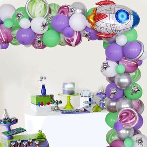 Autres fournitures de fête d'événement JOYMEMO Space Birthday Decorations Rocket Star Balloon Guirlande pour garçons Toy Themed 1st 2nd 3rd 4th 5th 6th Birthday Party Decor 230809