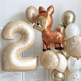 Andere evenementenfeestjes Jungle hertenbeerfolie ballonnen 40 inch karamel bruin nummer ballen baby shower kinderen verjaardagsfeestje decoratie diy geschenken voorraad 230522