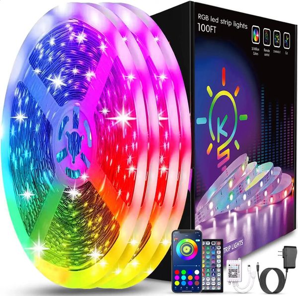 Autres fournitures de fête d'événement Keepsmile LED Strip Lights Bluetooth App Control Music Sync Changement de couleur pour la décoration de la maison de Noël Lampe murale de camping 231030