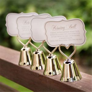 Autres fournitures de fête d'événement Kissing Bell Silver Gold Bell Place Carte Holder / Photo Holder Table de table de mariage Decoration Favors P1202