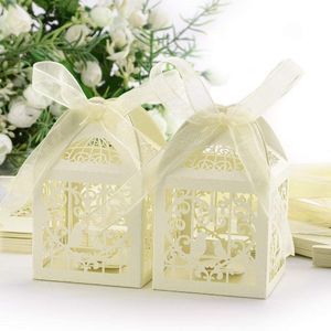 Autres fournitures de fête d'événement Boîtes de faveur de mariage découpées au laser Classique Oiseau Style Bonbons Cadeau Décoration rustique Douche nuptiale Anniversaire 230327