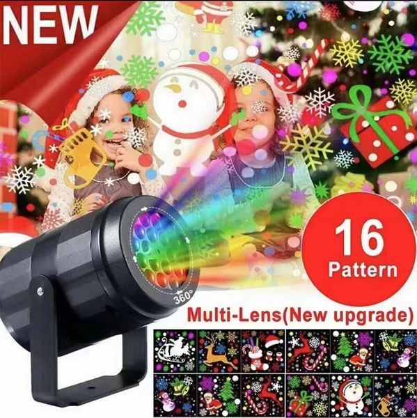 Autres fournitures de fête d'événement LED Lampe de projecteur de Noël 360 Rotatif Intérieur Extérieur Décoration de vacances Éclairage 231027