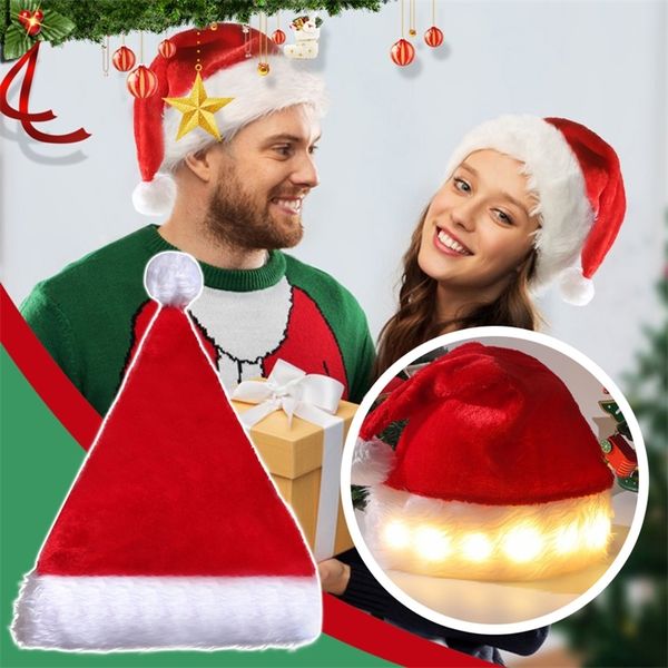 Autres fournitures de fête d'événement LED Chapeaux de Noël Light Up Cap Santa Claus Chapeau Bonhomme de neige Elk Chapeau de Noël pour adulte Kid Année Fête de vacances Fournitures # T2P 220908