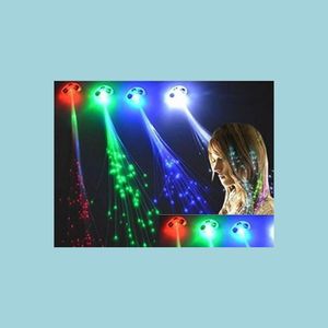 Andere evenementenfeestjes LED -kleur Flash Braid Light Up Fiber Braiden Hair Extension Disco Night Club Concert Dancing Rock Atmos DHPWR