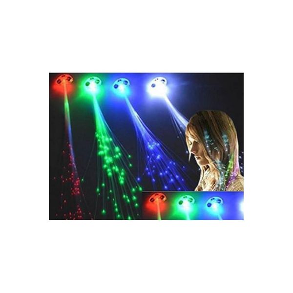 Autres fournitures de fête d'événement Led Couleur Flash Braid Light Up Fibre Tresses Extension de cheveux Disco Night Club Concert Dancing Party Rock Dhea0