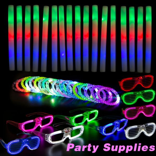 Autres fournitures de fête d'événement LED bâtons de mousse LED jouets lumineux faveurs brillent dans les lunettes de soleil au néon sombres bracelets décoration de mariage 230901