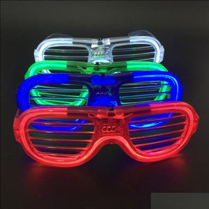 Otros Suministros para fiestas de eventos Gafas LED Luz fría Brillo Luminiscencia Ventana de plástico Sombras Forma Espectáculos Cumpleaños Flash Eyeglas Dhrxq