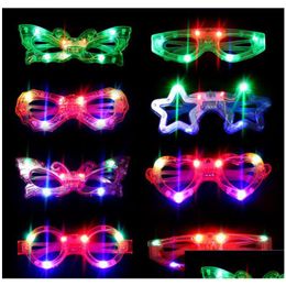 Otros suministros para fiestas de eventos Gafas LED Niños Iluminan Gafas resplandecientes Suministros para fiestas Cumpleaños Obturador de Navidad Sombras Mti Formas D Dh1Re