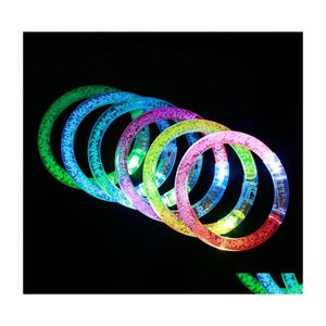 Otros suministros para fiestas de eventos Led Glitter Glow Bracelet Flash Light Stick Acrílico Crystal Gradient Hand Ring Bangle Creative Christma Dhhqi