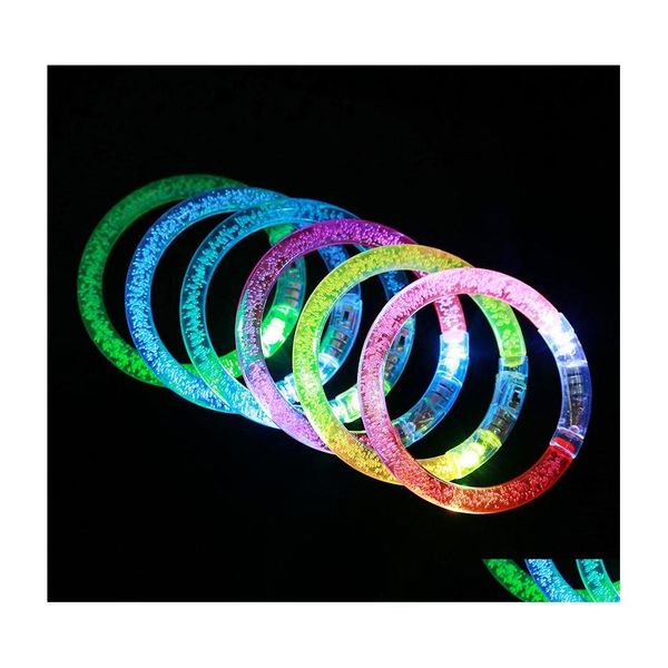 Andere evenementen Feestartikelen Led Glitter Glow Armband Flitslicht Stok Acryl Kristal Gradiënt Handring Bangle Creatieve Christma Dhhqi