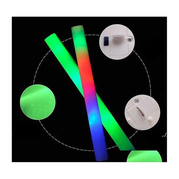 Autres fournitures d'événement Fournitures LED Glow Light Up mousse Stick Toys Couleur Décoration de mariage 19 Wands Rally Batons Pae10795 Drop Livraison OT6XV