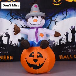 Andere evenementen Feestartikelen LED Halloween-speelgoed Spook zittend op enge pompoenkop Binnen- en buitendecoratie Halloween opblaasbaar model 230905