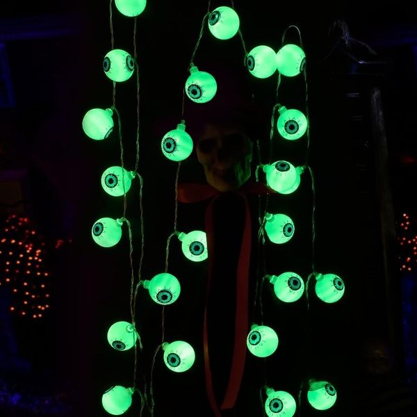 Autres fournitures de fête d'événement LED Halloween décoratif globe oculaire chaîne lumière maison batterie alimenté flash salle Halloween fête fournitures jardin cour 230920