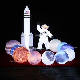 Andere evenementen Feestartikelen LED Opblaasbare Astronaut Raket Planeet Zon Aarde Mars Jupiter Ballon 230904