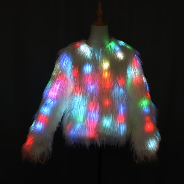 Autres Fournitures De Fête D'événement Led Lumière Brillant Manteau En Fausse Fourrure Pardessus Décoratif Danse Veste De Fête De Noël Pour Danseur Chanteur Star Discothèque 230712