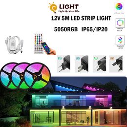 Otros suministros para fiestas de eventos Tiras de luz LED IP65 IP20 Controlador Bluetooth Flexible RGB 5050 Decoración Lámpara de retroiluminación Luz nocturna Luminosa Cadena Dormitorio 231205