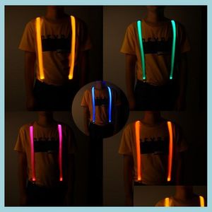 Autres fournitures de fête d'événement LED allument des bretelles réglables en forme de Y brillant avec des accessoires de boîte de nuit solides pour les enfants Adts Dro Dhqh8
