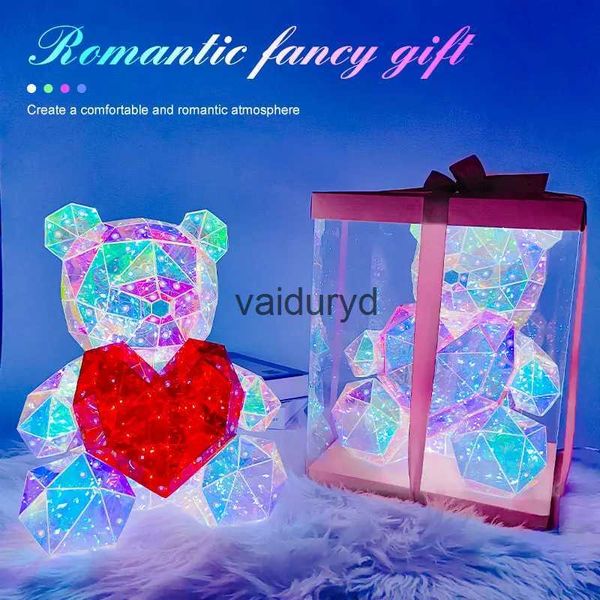 Autres fournitures de fête d'événement LED Light Up Teddy Bear Romantique Surprise Ours Lampe Coloré Coeur Rouge Ours Filles Anniversaire Anniversaire Noël Saint Valentin Cadeauvaiduryd