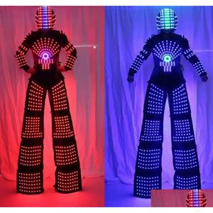 Otro evento Suministros para fiestas LED Luminoso Robot Disfraz David Guetta Traje Rendimiento Iluminado Kryoman Robotled Zancos Ropa Costo Dh9Ql