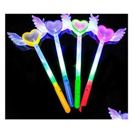 Otro evento Suministros para fiestas LED Varitas mágicas Flash Fairy Angel Heart Wings Wand Cosplay Fancy Dress Glow Sticks Party Light Up Atmos Dhiwe