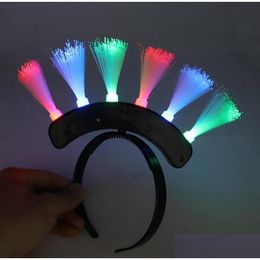 Autres fournitures de fête d'événement allument des bandeaux de fibre optique clignotants LED Head Boppers Anniversaire Rave Party Atmosphère Glowing Fournitures DHFK1