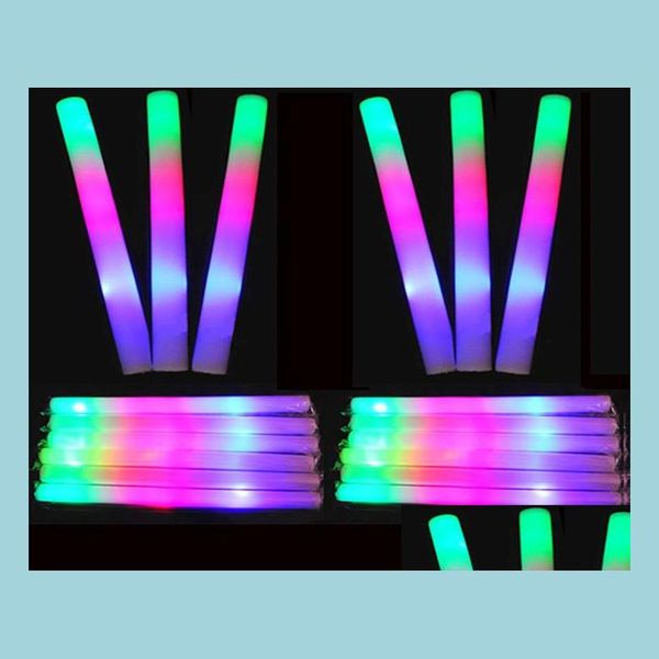 Otro evento Suministros para fiestas Light Up Foam Sticks Glowing Wand Baton Flashing Led Stobe Stick para concierto Cumpleaños Regalar Dhnpi