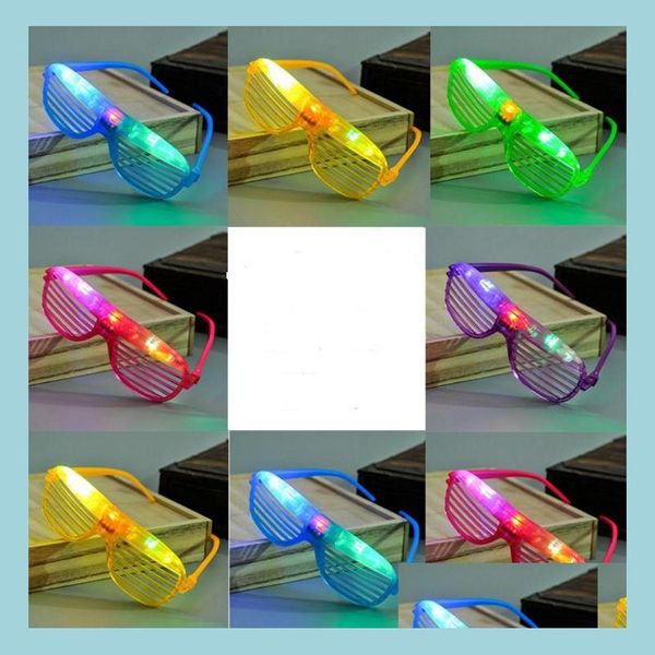 Autres fournitures de fête d'événement Light Up Glow Shutter Lunettes Led Shades Clignotant Lumineux Rave Poule Nuit Déguisement Concert C Dhsz3