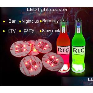 Andere Evenement Feestartikelen Litecoast 6Cm Led Beer Coaster Colorf Stickers Zwaailichten Voor Bar Plezier Drankjes Drop Delivery Home Ga Dhmdc