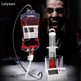 Autres fournitures de fête d'événement Lofytain 10pcs Sac de boisson énergétique 400ML Sac de sang Vampire Party Décoration de qualité alimentaire PVC Réutilisable Horreur Props Halloween Décor T231012