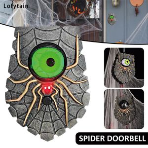 Autre événement Fourniture de fête Lofytain Halloween Spooky Spooky Spider Doorbell Horror accessoires Creepy Eyes Door Sonne de maison Dorations de barre effrayantes