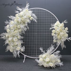 Ander evenement Feestartikelen Luxe Wit Mist Gras Pompom Kunstbloem Rij Bruiloft Boog Deco Roos Hang Hoek Bloemen Achtergrond Decor Vloer 230701