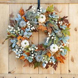 Autres fournitures de fête d'événement Feuille d'érable Couronne de citrouille Couronne artificielle Halloween Thanksgiving Jardin Porte Décor Pendentif Automne Récolte Cour Garland 230824