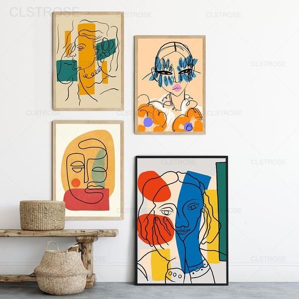 Otros suministros para fiestas y eventos Matisse Minimalist Line Wall Art Posters and Prints Abstract Woman Face Canvas Painting Cuadro modular nórdico para decoración de dormitorio 230727